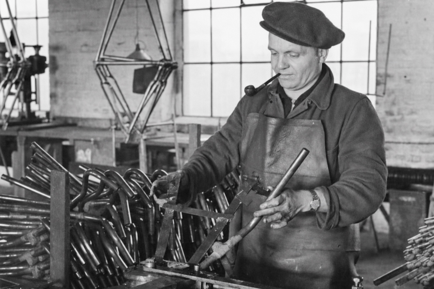 Mitarbeiter bei der Metallbearbeitung in Sangerhausen im Jahr 1949